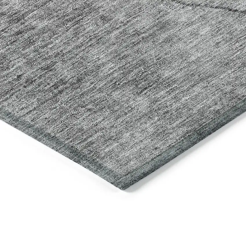 Gray Charcoal And Silver Abstract Washable Indoor Outdoor Area Rug Photo 5