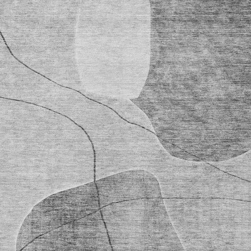 Gray Charcoal And Silver Abstract Washable Indoor Outdoor Area Rug Photo 6