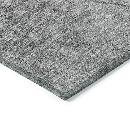 Gray Charcoal And Silver Abstract Washable Indoor Outdoor Area Rug Photo 5
