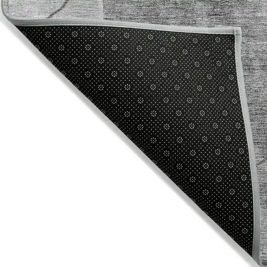 Gray Charcoal And Silver Abstract Washable Indoor Outdoor Area Rug Photo 2