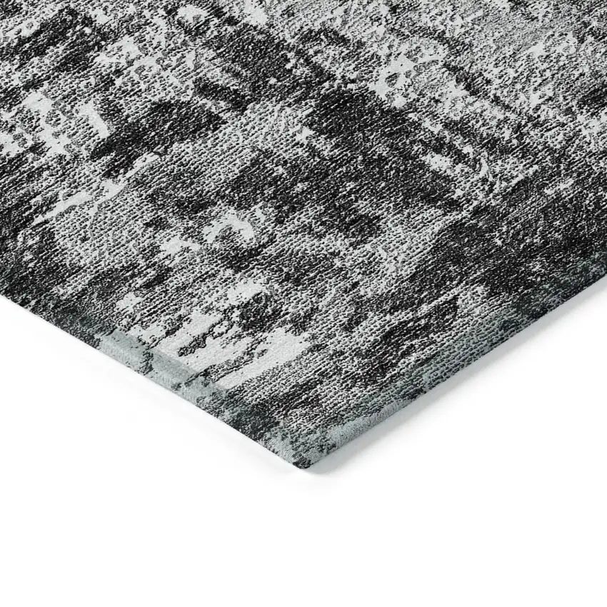 Gray Charcoal And Silver Abstract Washable Indoor Outdoor Area Rug Photo 3