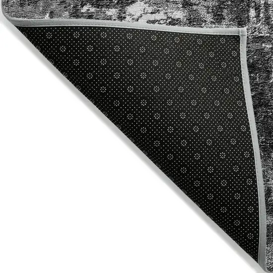 Gray Charcoal And Silver Abstract Washable Indoor Outdoor Area Rug Photo 2