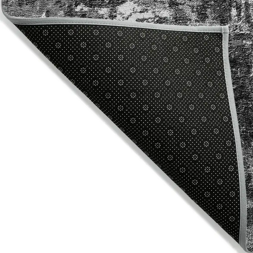 Gray Charcoal And Silver Abstract Washable Indoor Outdoor Area Rug Photo 2