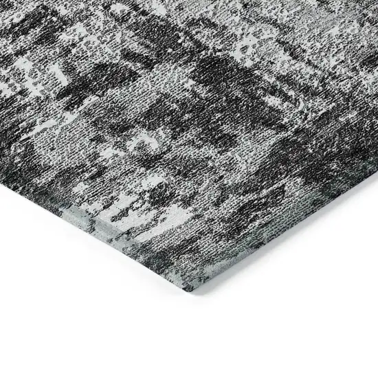 Gray Charcoal And Silver Abstract Washable Indoor Outdoor Area Rug Photo 3