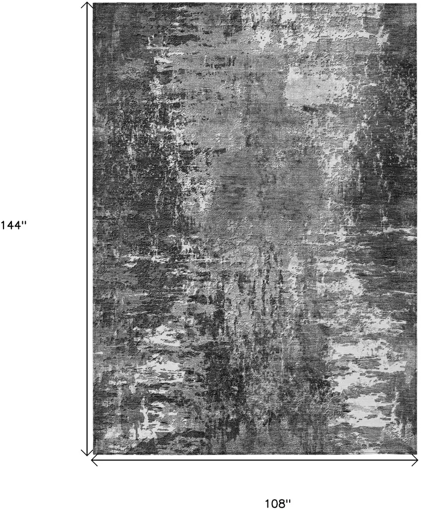 Gray Charcoal And Silver Abstract Washable Indoor Outdoor Area Rug Photo 3