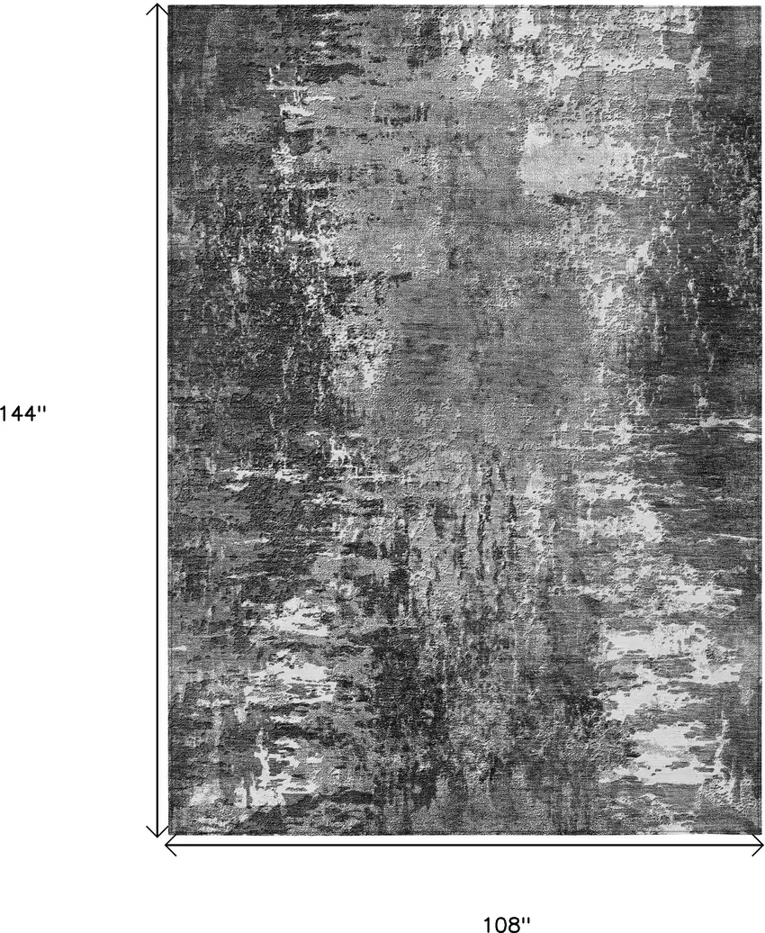 Gray Charcoal And Silver Abstract Washable Indoor Outdoor Area Rug Photo 3