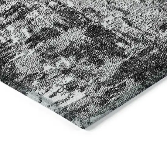 Gray Charcoal And Silver Abstract Washable Indoor Outdoor Area Rug Photo 3