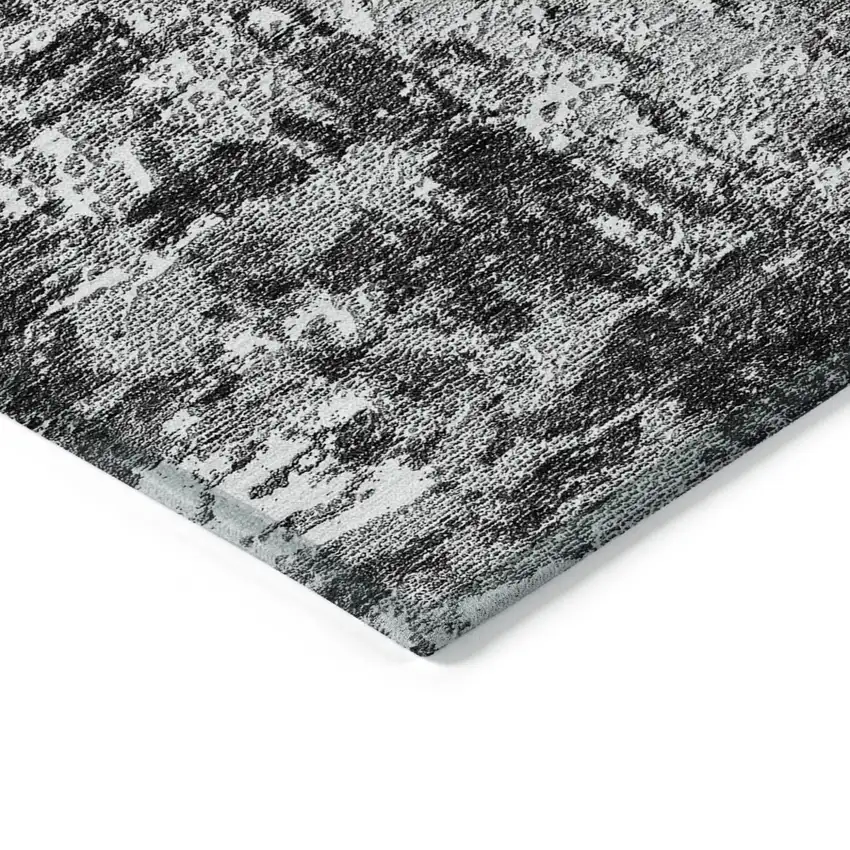 Gray Charcoal And Silver Abstract Washable Indoor Outdoor Area Rug Photo 3