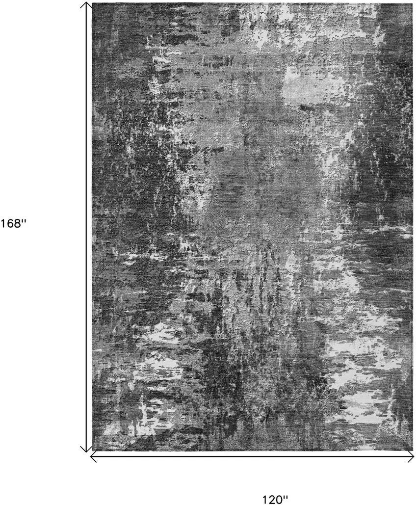 Gray Charcoal And Silver Abstract Washable Indoor Outdoor Area Rug Photo 3