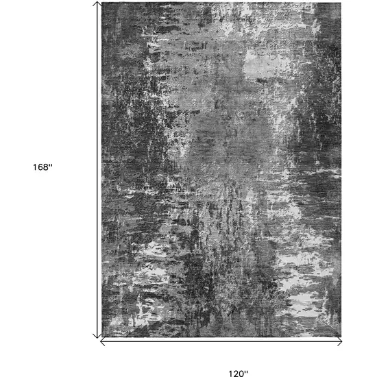 Gray Charcoal And Silver Abstract Washable Indoor Outdoor Area Rug Photo 3