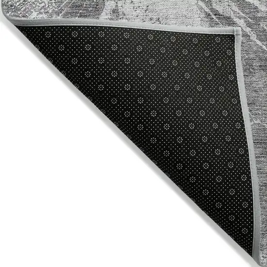 Gray Charcoal And Silver Abstract Washable Indoor Outdoor Area Rug Photo 2