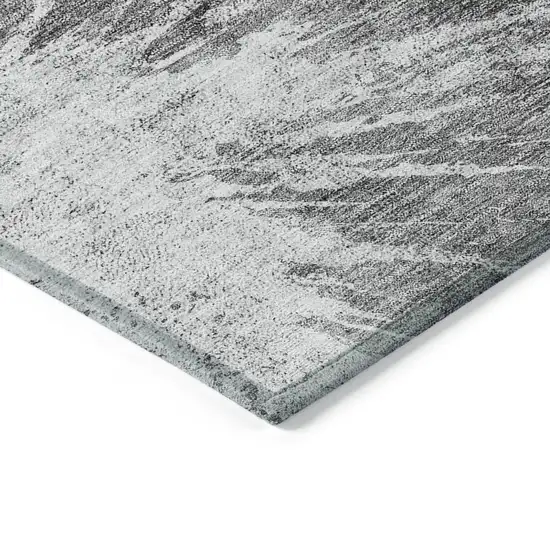Gray Charcoal And Silver Abstract Washable Indoor Outdoor Area Rug Photo 3