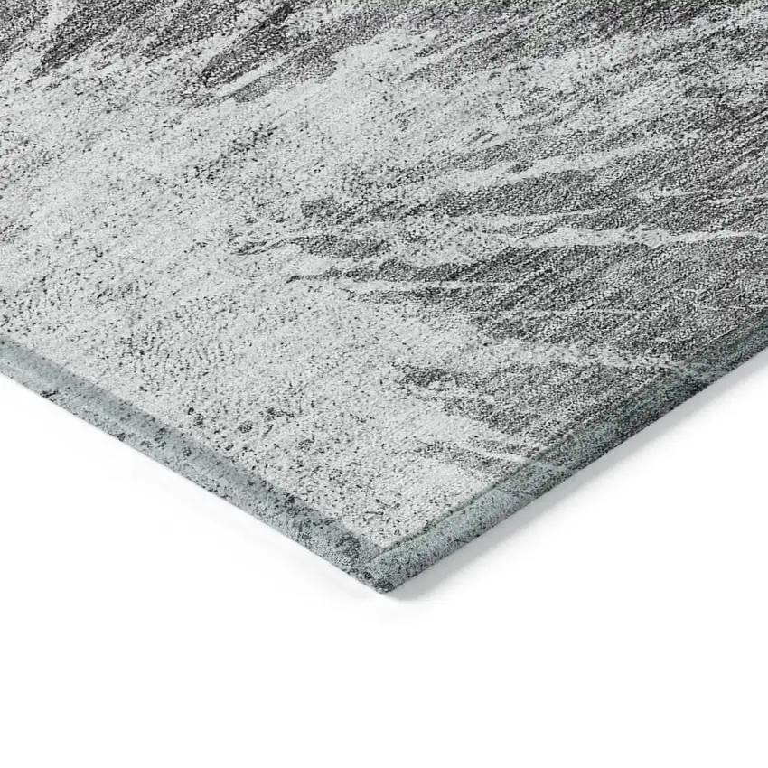 Gray Charcoal And Silver Abstract Washable Indoor Outdoor Area Rug Photo 3
