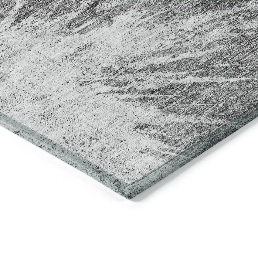 Gray Charcoal And Silver Abstract Washable Indoor Outdoor Area Rug Photo 3