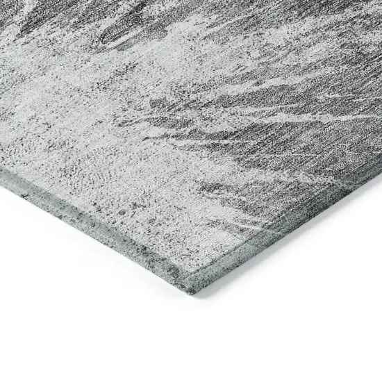 Gray Charcoal And Silver Abstract Washable Indoor Outdoor Area Rug Photo 3