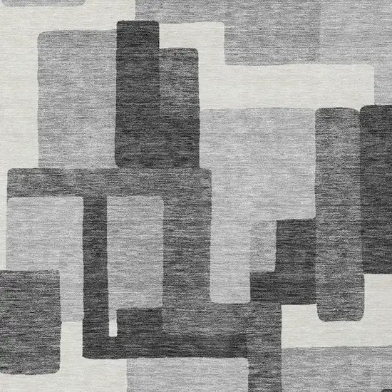 Gray Charcoal And Silver Abstract Washable Indoor Outdoor Area Rug Photo 4