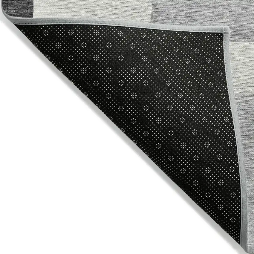 Gray Charcoal And Silver Abstract Washable Indoor Outdoor Area Rug Photo 2