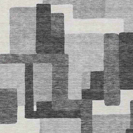 Gray Charcoal And Silver Abstract Washable Indoor Outdoor Area Rug Photo 5
