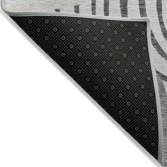 Gray Charcoal And Silver Abstract Washable Indoor Outdoor Area Rug Photo 3