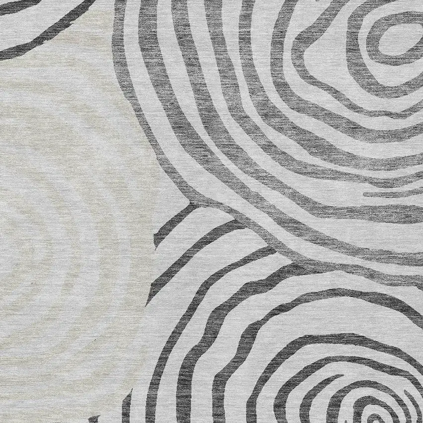 Gray Charcoal And Silver Abstract Washable Indoor Outdoor Area Rug Photo 6