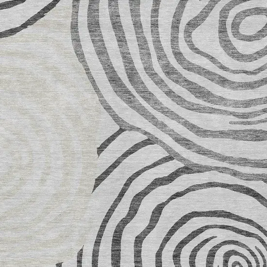 Gray Charcoal And Silver Abstract Washable Indoor Outdoor Area Rug Photo 6