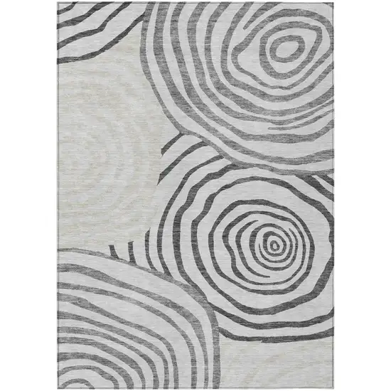 Gray Charcoal And Silver Abstract Washable Indoor Outdoor Area Rug Photo 2