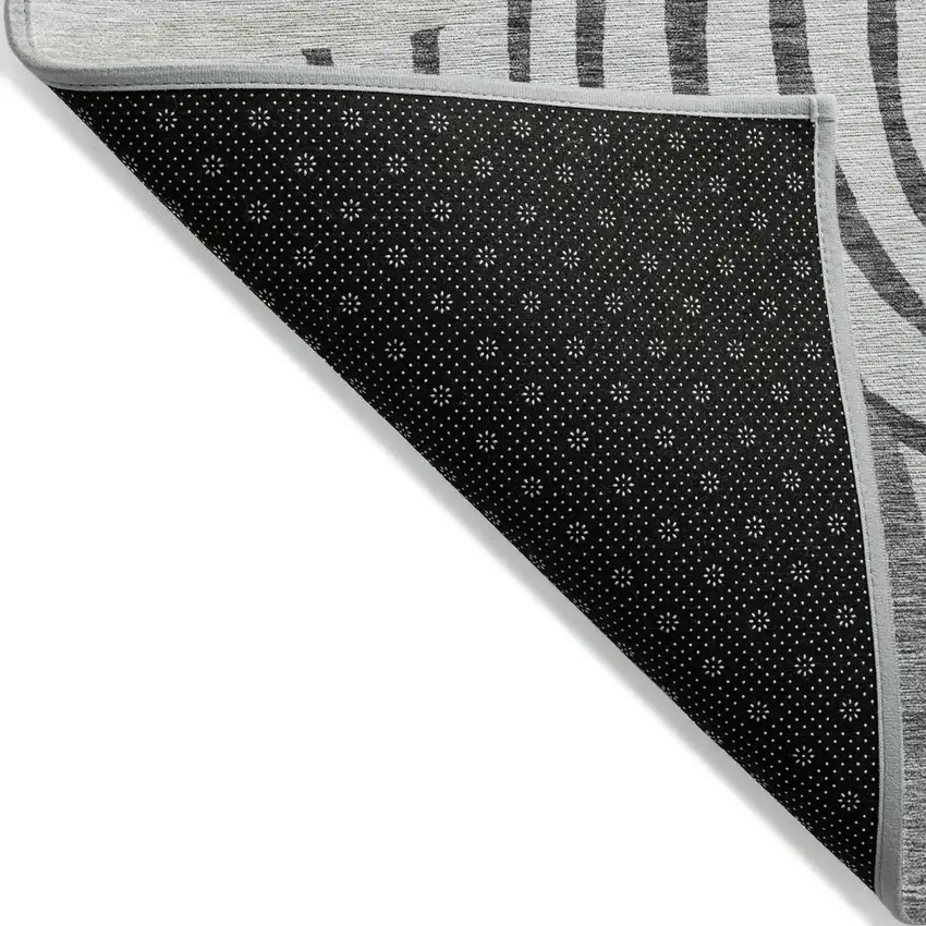 Gray Charcoal And Silver Abstract Washable Indoor Outdoor Area Rug Photo 2