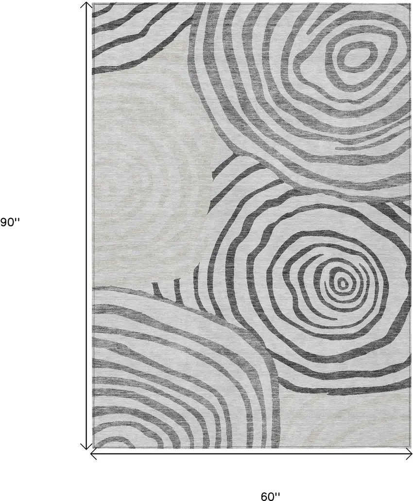 Gray Charcoal And Silver Abstract Washable Indoor Outdoor Area Rug Photo 3