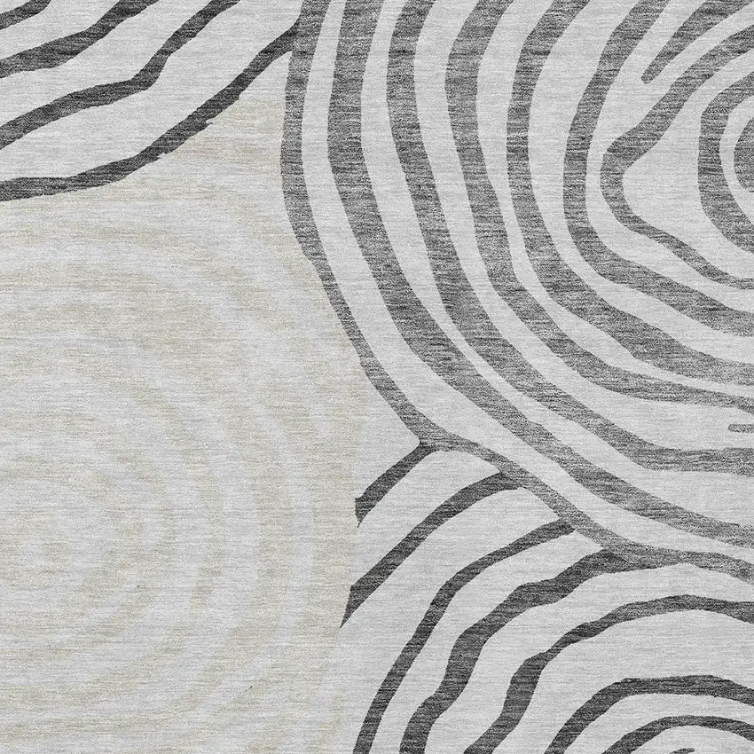 Gray Charcoal And Silver Abstract Washable Indoor Outdoor Area Rug Photo 5
