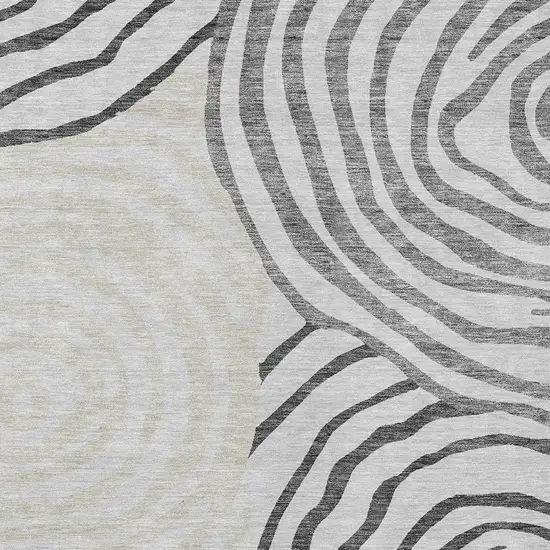 Gray Charcoal And Silver Abstract Washable Indoor Outdoor Area Rug Photo 5