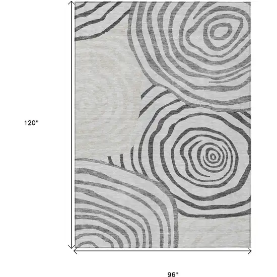 Gray Charcoal And Silver Abstract Washable Indoor Outdoor Area Rug Photo 3