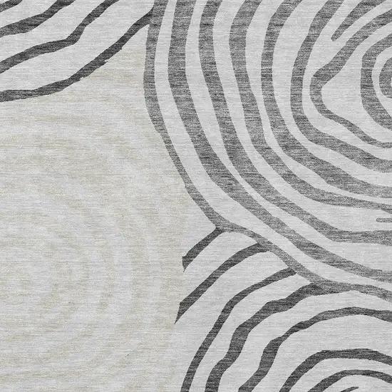 Gray Charcoal And Silver Abstract Washable Indoor Outdoor Area Rug Photo 5
