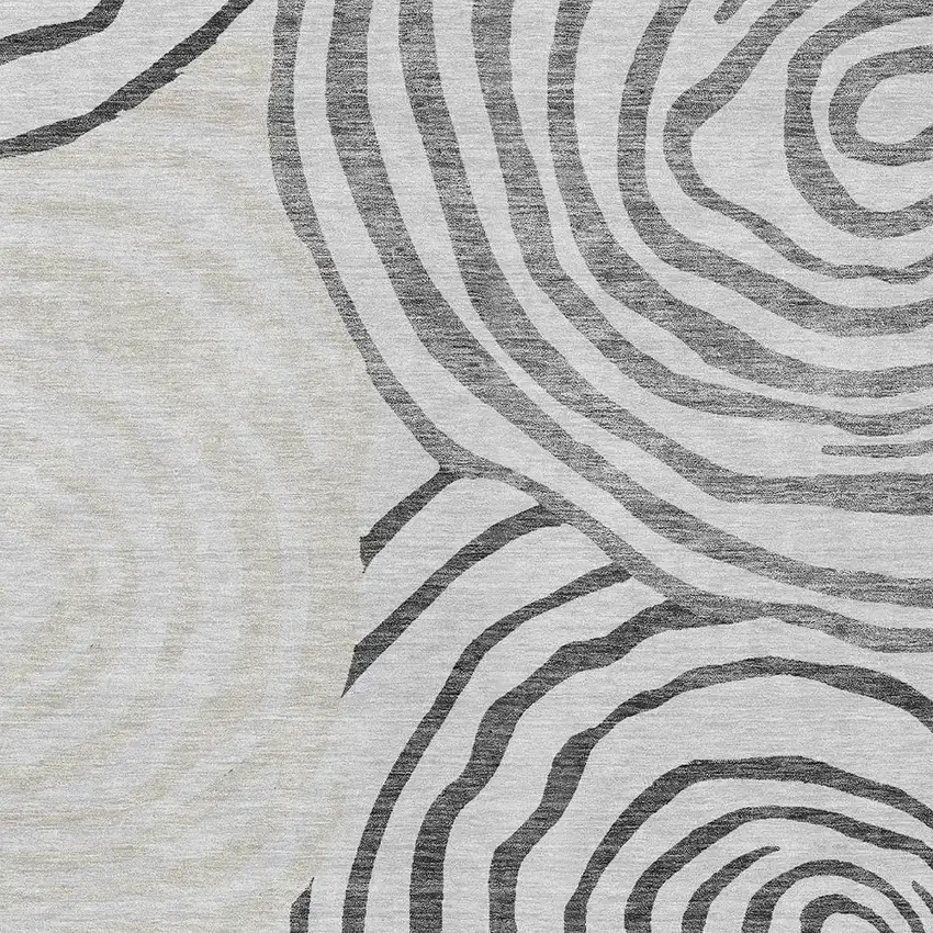 Gray Charcoal And Silver Abstract Washable Indoor Outdoor Area Rug Photo 7