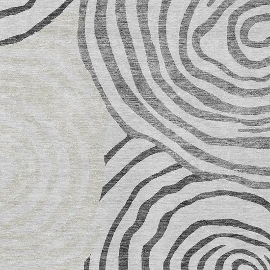 Gray Charcoal And Silver Abstract Washable Indoor Outdoor Area Rug Photo 7