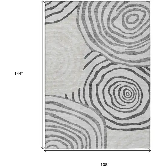 Gray Charcoal And Silver Abstract Washable Indoor Outdoor Area Rug Photo 3