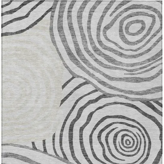 Gray Charcoal And Silver Abstract Washable Indoor Outdoor Area Rug Photo 6