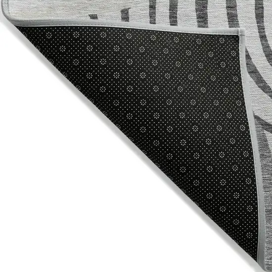 Gray Charcoal And Silver Abstract Washable Indoor Outdoor Area Rug Photo 2
