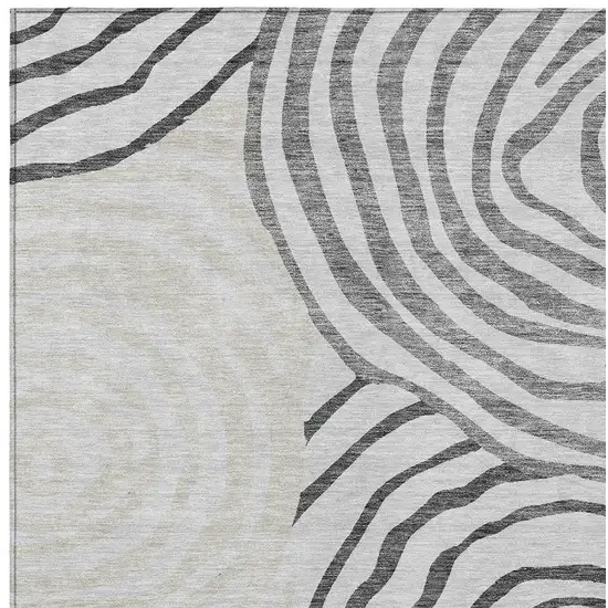 Gray Charcoal And Silver Abstract Washable Indoor Outdoor Area Rug Photo 5