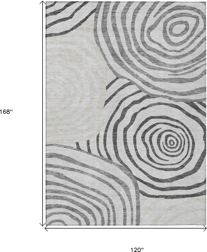 Gray Charcoal And Silver Abstract Washable Indoor Outdoor Area Rug Photo 3