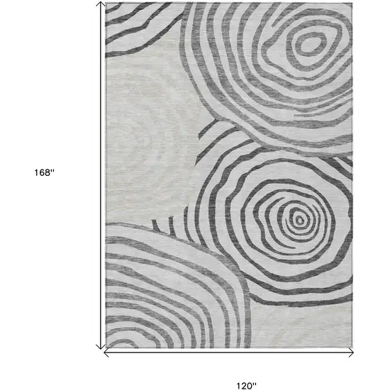 Gray Charcoal And Silver Abstract Washable Indoor Outdoor Area Rug Photo 3