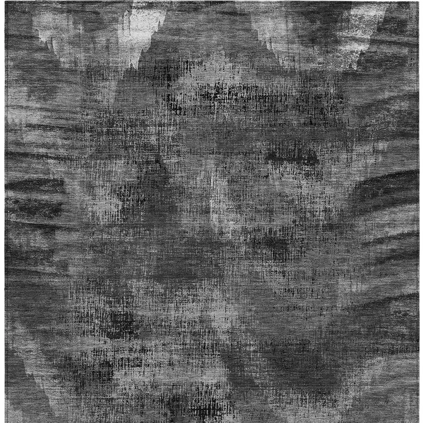 Gray Charcoal And Silver Abstract Washable Indoor Outdoor Area Rug Photo 7