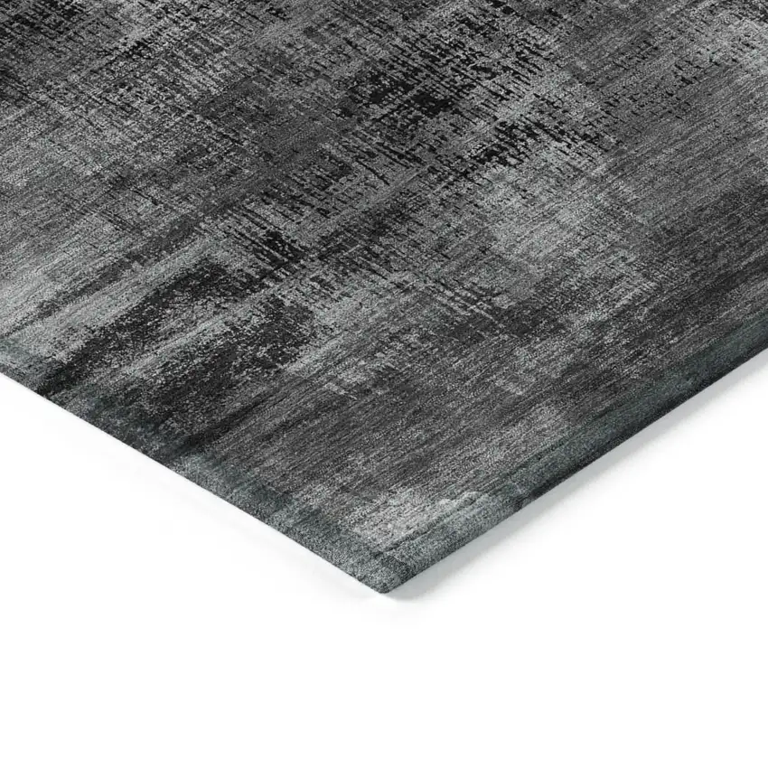 Gray Charcoal And Silver Abstract Washable Indoor Outdoor Area Rug Photo 5