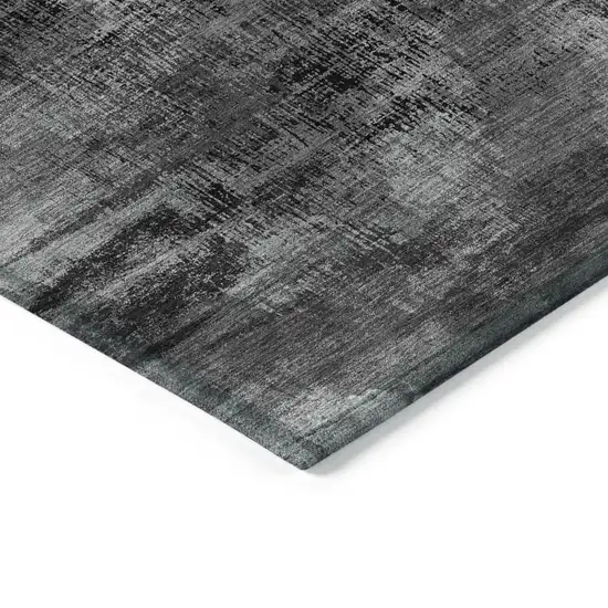 Gray Charcoal And Silver Abstract Washable Indoor Outdoor Area Rug Photo 5