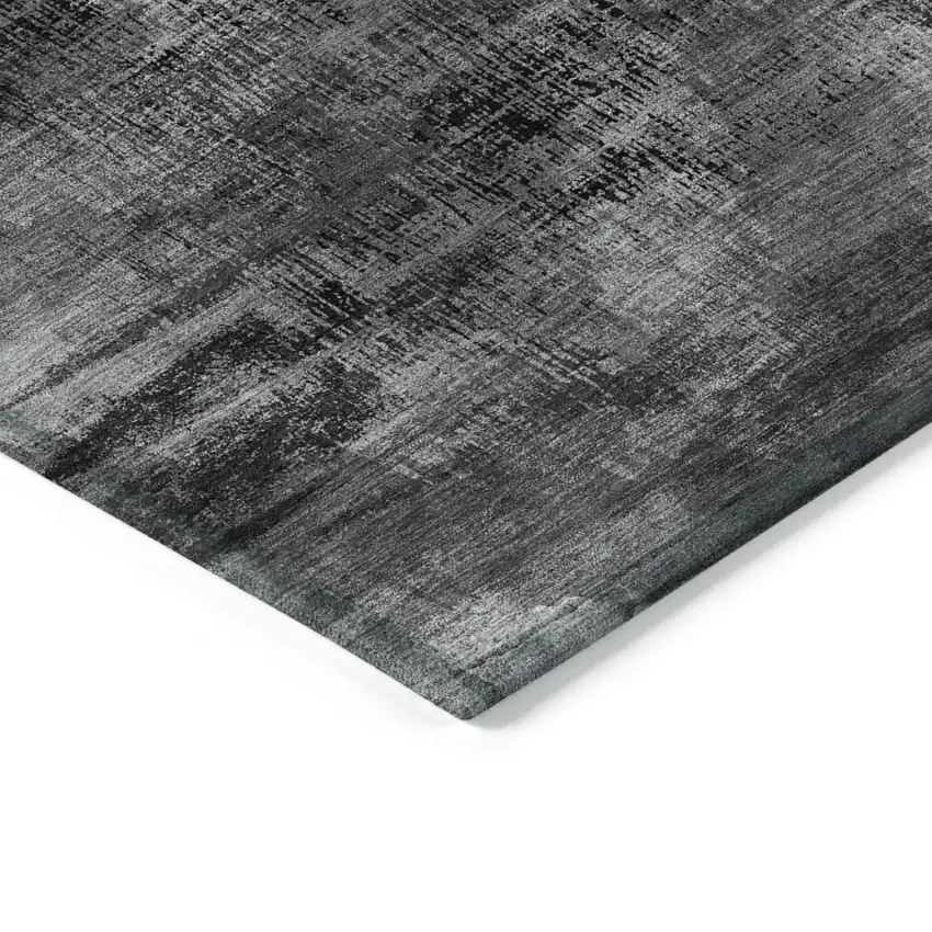 Gray Charcoal And Silver Abstract Washable Indoor Outdoor Area Rug Photo 5