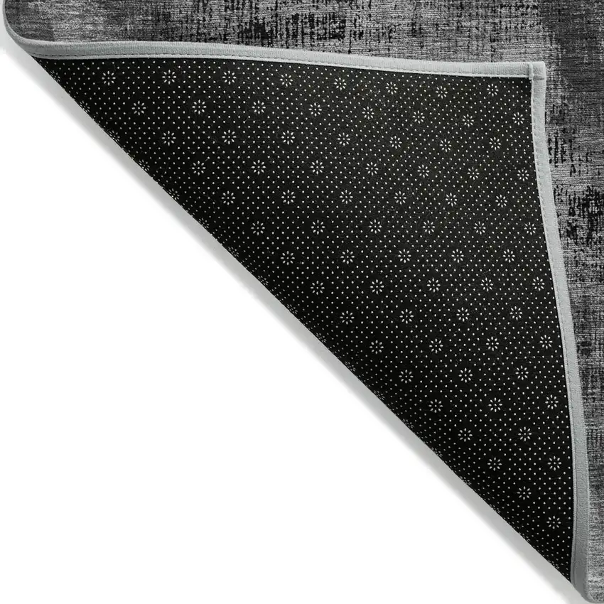 Gray Charcoal And Silver Abstract Washable Indoor Outdoor Area Rug Photo 4