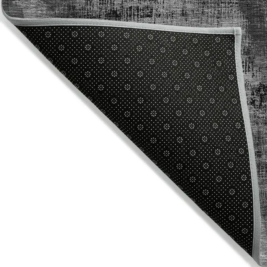 Gray Charcoal And Silver Abstract Washable Indoor Outdoor Area Rug Photo 4