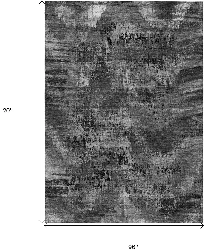 Gray Charcoal And Silver Abstract Washable Indoor Outdoor Area Rug Photo 3