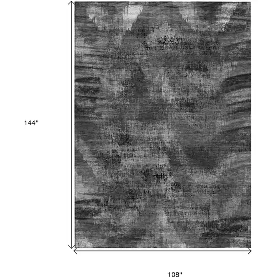 Gray Charcoal And Silver Abstract Washable Indoor Outdoor Area Rug Photo 3