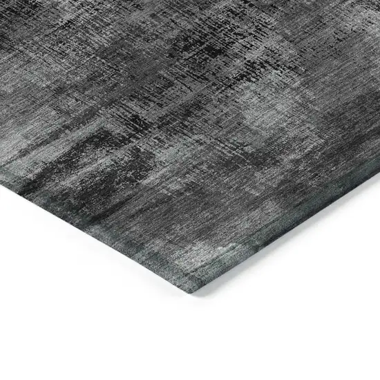 Gray Charcoal And Silver Abstract Washable Indoor Outdoor Area Rug Photo 5
