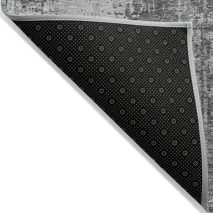 Gray Charcoal And Silver Abstract Washable Indoor Outdoor Area Rug Photo 4